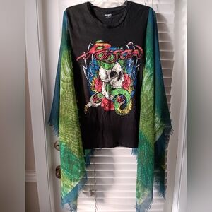 Upcycled Poison Graphic Band Tshirt / Poncho